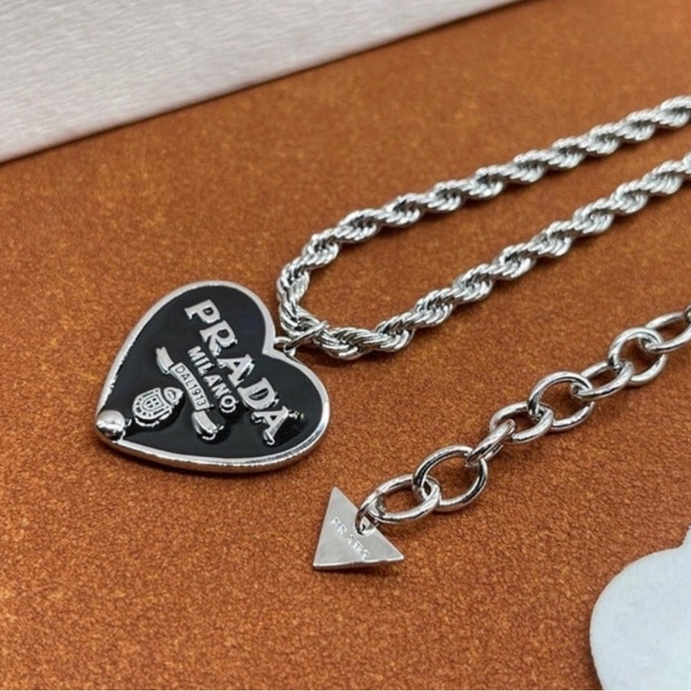 Prada Sterling Silver Heart Chain